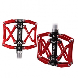 teng hong hui Spares teng hong hui 1 Pair 3 Bearings Bicycle Pedal non-slip cycling platform Anti-slip Ultralight MTB Mountain Bike Bearing Pedals - Red