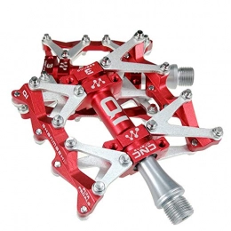 TRAACEM Spares TRAACEM Mountain Bike Pedals with 3 Industrial Ball Bearings And 3 Palin Ankles, Hiking Aluminum 24 Non-Slip Pin Pedals, Red