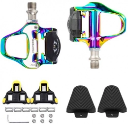 Transplant Mountain Bike Pedal Transplant SPD-SL Electroplated Color Pedals, Road Bike Pedals SPD Pedals, Spindle 9 / 16 Bicycle Pedals, Electroplated Color Pedals + SPD-SL Cleat Set + Cleat Covers, 3 in 1