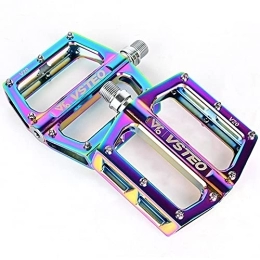 TTZHJIN Spares TTZHJIN Bike Pedals Mountain Super Light Electroplating Colorful With 16 Cleats Aluminum Alloy Chrome Molybdenum Spindle Bearing Folding Bike / Mountain Bike / Road Bike, Purple-11.5×9.6cm