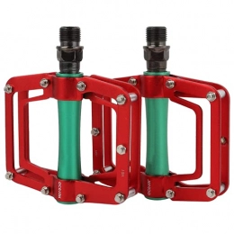 Bediffer Mountain Bike Pedal Universal Pedal, Mountain Bike Pedals Durable 1 Pair Aluminum Alloy Lightweight for Road Mountain BMX MTB Bike(Red Green)