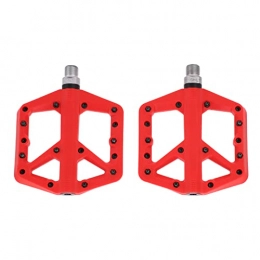 Veloraa Mountain Bike Pedal Veloraa Mountain Bike Pedal, Bicycle Platform Pedals Flat 9 / 16 inch Lightweight Wear Resistant Nylon Fiber for City Bikes for Road Bikes for Folding Bikes(red)