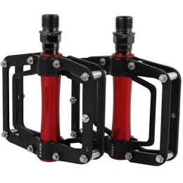 Weikeya Mountain Bike Pedal Weikeya Bicycle Platform Pedals, 1 Pair Aluminum Alloy Lightweight Mountain Bike Pedals for Road Mountain BMX MTB Bike(black+red)