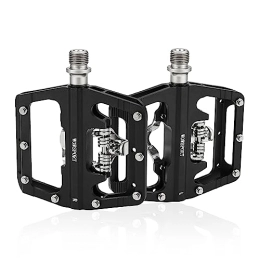 wowsport Mountain Bike Pedal WOWSPORT MTB Mountain Bike Pedals MTB Clipless Pedals Compatible with SPD Mountain Bike Dual Sided Flat Platform 916 Pedals with Cleats for Road MTB Mountain Bikes (Black)