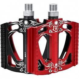 XGLIPQ Spares XGLIPQ Two-Color Bike Pedals, Mountain Bike Pedals, Ultralight Non-Slip Aluminum Alloy Bicycle Pedals with Sealed Bearings, 9 / 16" for Mountain Bike, BMX Bike, Road Bike, Black and Red