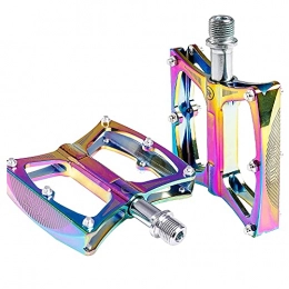 XGLIPQ Spares XGLIPQ Ultralight Mountain Bike Pedals, Aluminum Alloy Electroplating Colorful Bicycle Pedals, Non-Slip Sealed Bearing Lightweight Pedals 9 / 16", for Mountain Bike, Road Bike, City Bike