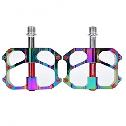 XIEZI Spares XIEZI Bicycle Cycling Bike Pedals Bike Ultra Light Bicycle Pedal All CNC MTB Pedal 3 Bearing Aluminum Pedal Electroplated Rainbow One Pair mountain (Color : K11)