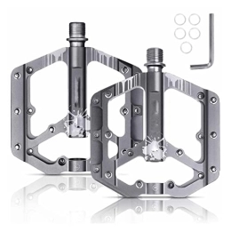 XIWALAI Spares XIWALAI Mountain Bike Pedals 9 / 16" Lightweight Bicycle Parts Flat Alloy Non-Slip Outdoor Cycling MTB 3 Sealed Bearings Ultralight Pedal (Color : Silver)