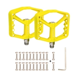 Xusports Spares Xusports Mountain Bike Pedal Nylon Fiber Bearing Pedal Dead Fly Peilin Pedal Non-Slip Big Pedal Suitable for General BMX Road Bike Trekking Bike, Yellow