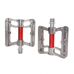 XYXZ Spares XYXZ Cycling Pedals Flat Bicycle Pedals Aluminum Alloy Matt Glossy Ultralight Anti-Slip Mtb Mountain Road Bike Pedals 3 Sealed Bearing Pedals (Color : Silver Red)