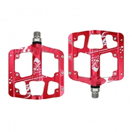 XYXZ Spares XYXZ Cycling Pedals Flat Pedals Ultra-Light And Ultra-Thin 3 Bearings Non-Slip Pedals Aluminum Alloy Mountain Bike Mtb Anodizing Road Bicycle Pedal 1 Pair Pedals (Color : Red)