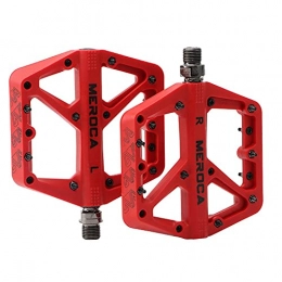 zjyfyfyf Spares zjyfyfyf MTB Pedals 9 / 16” With 10pcs Anti-Slip Pins Mountain Bike Pedals Ultra Strong Road Bike (Color : Red)