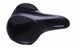 Ammaco Mountain Bike Seat AMMACO WIDE END LADIES MTB, TOURIST GEL COMFORT SADDLE BLACK WITH ELASTOMERS