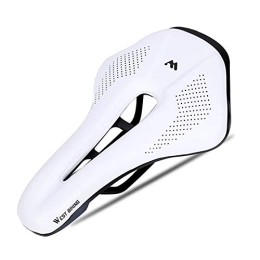 AYGANG Mountain Bike Seat AYGANG Bicycle Saddle Seat Road Steel Rails Mountain Bike Soft Leather Road MTB Bike Saddle bicycle seat 824 (Color : White)