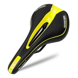Generic Mountain Bike Seat Bicycle Saddle MTB Mountain Road Bike Saddle Comfortable Cushion Silicone Skid-proof Leather Cycling Front Seat Mat (Color : Black Yellow A)