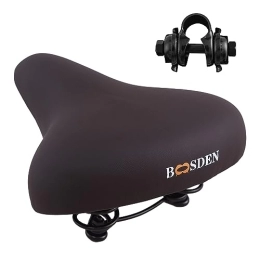 BOOSDEN Bike Seat, Comfortable Bike Saddle, Soft Bicycle Saddle for Men Women, Waterproof PU Leather Spring Bicycle Seat, Gel Bike Seat, Ideal for Mountain Bike, Road Bike, Exercise Bike, Dark Brown