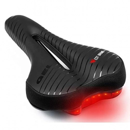 CARACHOME Spares CARACHOME Bike Saddle with Taillight, Mountain Road Bike Waterproof PU Leather High-Elastic GEL Cushion Soft Cycling Saddle