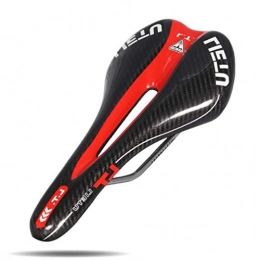 RHNE Mountain Bike Seat Carbon Pattern Mountain Bike Seat Saddle Professional Road MTB Comfortable Bicycle Seat Cycling Seat Cushion Pad Black Red