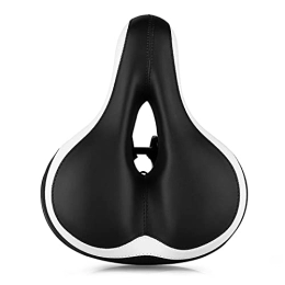 AdirMi Mountain Bike Seat Comfortable Bike Seat, Anti-slip Waterproof Bicycle Saddle Memory Foam Soft Padded Cushion with Dual Shock Absorbing Rubber Balls Universal Fit for Mountain Bikes, Road Bikes, White