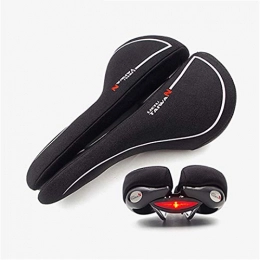 O-Mirechros Mountain Bike Seat Comfortable Waterproof Bike Saddle Cushion Shockproof Hollow Half Design Road Seat black with led