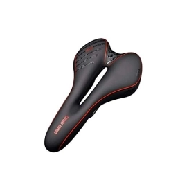 Bktmen Spares Hollow Bicycle Saddle GEL Anti-skid PU Extra Soft Shock Absorbing Mountain Bike Saddle MTB Road Cycling Seat Bicycle seat (Color : Black Red Line)