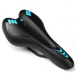 JIBO Mountain Bike Seat JIBO Bicycle Saddle Cycling Mountain Road Bike Saddles GEL PVC Leather Bike Seat Comfortable Thick Pad Bicycle Accessory 280 * 160Mm, Blue