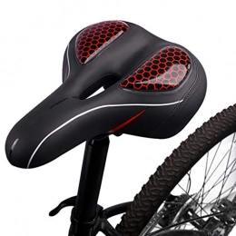 JIBO Mountain Bike Seat JIBO Bike Saddle Thicken Seat Taillight Flash Light Waterproof PU Soft Front Saddle Comfortable Bicycle Cushion 25 * 17.6 * 9Cm, Red