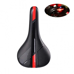 KuaiKeSport Spares KuaiKeSport Mountain Bike Saddle Comfortable Men Women, Bike Seat Cover with Taillight, Memory Foam Padded Leather Wide Bike Seat Cushion, Road Bike Saddle Soft Breathable Fit Most Bikes, Red