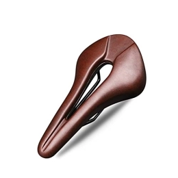 KUAIKUAI Mountain Bike Seat KUAIKUAI Bai Shi Wu Road MTB Bike Leather Saddle Mountain Bicycle Hollow Saddle For Man Cycling Breathable Saddle Trail Comfort Races Seat (Color : Brown)