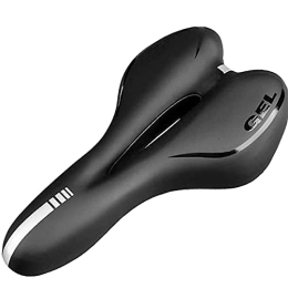 BINCIBH Mountain Bike Seat Mountain Bike Saddle, Mountain Bike Seat Shockproof Hollow Bicycle Saddle Silicone Cushion PU Leather Anti-skid Gel Extra Soft MTB Road Bike Seat Cycling Accessories Bicycle Seat ( Color : Black )