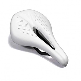 Qivor Mountain Bike Seat Qivor Carbon+Leather Bicycle Seat Saddle MTB Road Bike Saddles Mountain Bike Racing Saddle PU Breathable Soft Seat Cushion (Color : White)