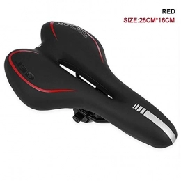  Mountain Bike Seat Reflective Shock Absorbing Hollow Bicycle Saddle PVC Fabric Soft Mtb Cycling Road Mountain Bike Seat Bicycle Accessories (Color : Red)