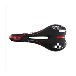 HFQNDZ Mountain Bike Seat TJY MTB Bicycle Saddle Road Bike Seat Comfortable Hollow Racing Front Cushion Mountain PU Cycling Mat Riding Parts (Color : Black red)