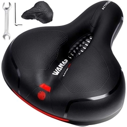 Wanap Mountain Bike Seat Wanap Bike Saddle, Bike Seat Men Women Gel Seat Cushion for Bike, Comfortable Wide 25 * 21cm, 9cm Thickness Soft Bicycle Seat, Black Waterproof for City Mountain Bike MTB, with Installation Tools