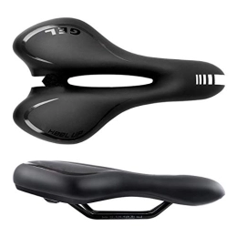 SUSHOP Mountain Bike Seat Waterproof Bike Saddle, Mountain Bike Gel Saddle Comfortable MTB Bicycle Cushion with Reflective Strips for Men, Women, Folding Bike, Road Bike, 27.5 X15.5Cm, Black