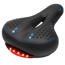 SUSHOP Mountain Bike Seat Waterproof Bike Seat with Tail Light, Gel Bicycle Saddle Comfort Cycle Saddle Wide Cushion for Women Men Fits MTB Mountain Bike Road Bike Exercise Bikes