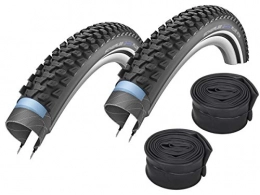 Marathon Plus MTB Mountain Bike Tyres 01022628SK, 2 x Schwalbe Marathon Plus, MTB blanket, 2 tubes AV13 54-559 26 x 2.10