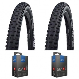 Schwalbe / RUD Spares 2 x Schwalbe TOUGH TOM 26 x 2.25 Mountain Bike Tyre & 2 x Schwalbe Inner Tubes With Presta Valves