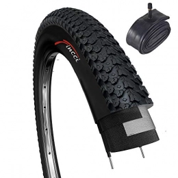 Fincci Mountain Bike Tyres Fincci Set 26 x 2.125 Inch 57-559 Foldable Tyre with Schrader Valve Inner Tube for MTB Mountain Hybrid Bike Bicycle