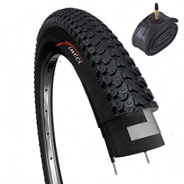 Fincci Mountain Bike Tyres Fincci Set 26 x 2.125 Inch 57-559 Tyre with Presta Valve Inner Tube for MTB Mountain Hybrid Bike Bicycle