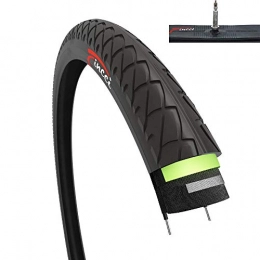 Fincci Mountain Bike Tyres Fincci Set Bike Tyres 26x1.95 50-559 Slick with Presta Inner Tube and 3mm Puncture Proof Bike Tyres for Mountain Bike Road Hybrid Bicycle