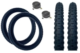 Baldy's Spares PAIR Baldy's 16 x 1.75 BLACK Kids BMX / Mountain Bike Tyres And Schrader Tubes