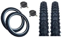 Baldy's Spares PAIR Baldy's 20 x 2.0 BLACK Kids Mountain Bike Chunky Tyres And Schrader Tubes