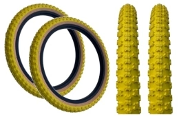 Baldy's Spares PAIR Baldy's 20 x 2.125 YELLOW With TAN WALL Kids BMX / Mountain Bike Tyres