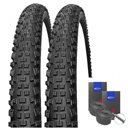 Set-Schwalbe Mountain Bike Tyres Set: 2x Schwalbe Rapid Rob Black MTB Tyre 26x 2.10+ Schwalbe Tubes Racing Type