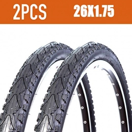 SUSHOP Mountain Bike Tyres SUSHOP Mountain Bicycle Tyres, Anti Puncture MTB Mountain Bike Tires for Road Mountain MTB Mud Dirt Offroad Bike Bicycle 26 * 1.75, Black (2Pcs), 26x1.95 BK