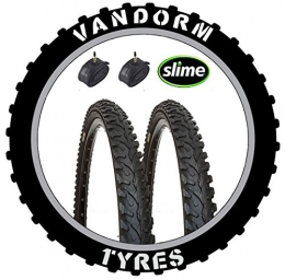 Vandorm Spares Vandorm Hard Track 26" x 1.95" Knobbly Tyres (PAIR) and SLIME PRESTA Tubes - P1084 x 2