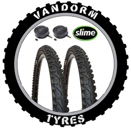 Vandorm Spares Vandorm Hard Track 26" x 1.95" Knobbly Tyres (PAIR) and SLIME SCHRADER Tubes - P1084 x 2