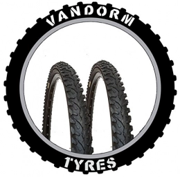 Vandorm Spares Vandorm Pair 26" Off Road Tyre Hard Track 26" x 1.95" Knobbly Bike Cycle Tyres