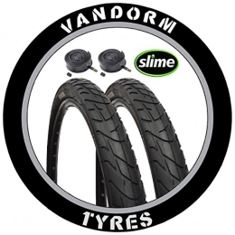Vandorm Spares Vandorm Wind 195 26" x 1.95" MTB Slick Tyres (PAIR) - P1184 and Schrader SLIME Tubes x 2